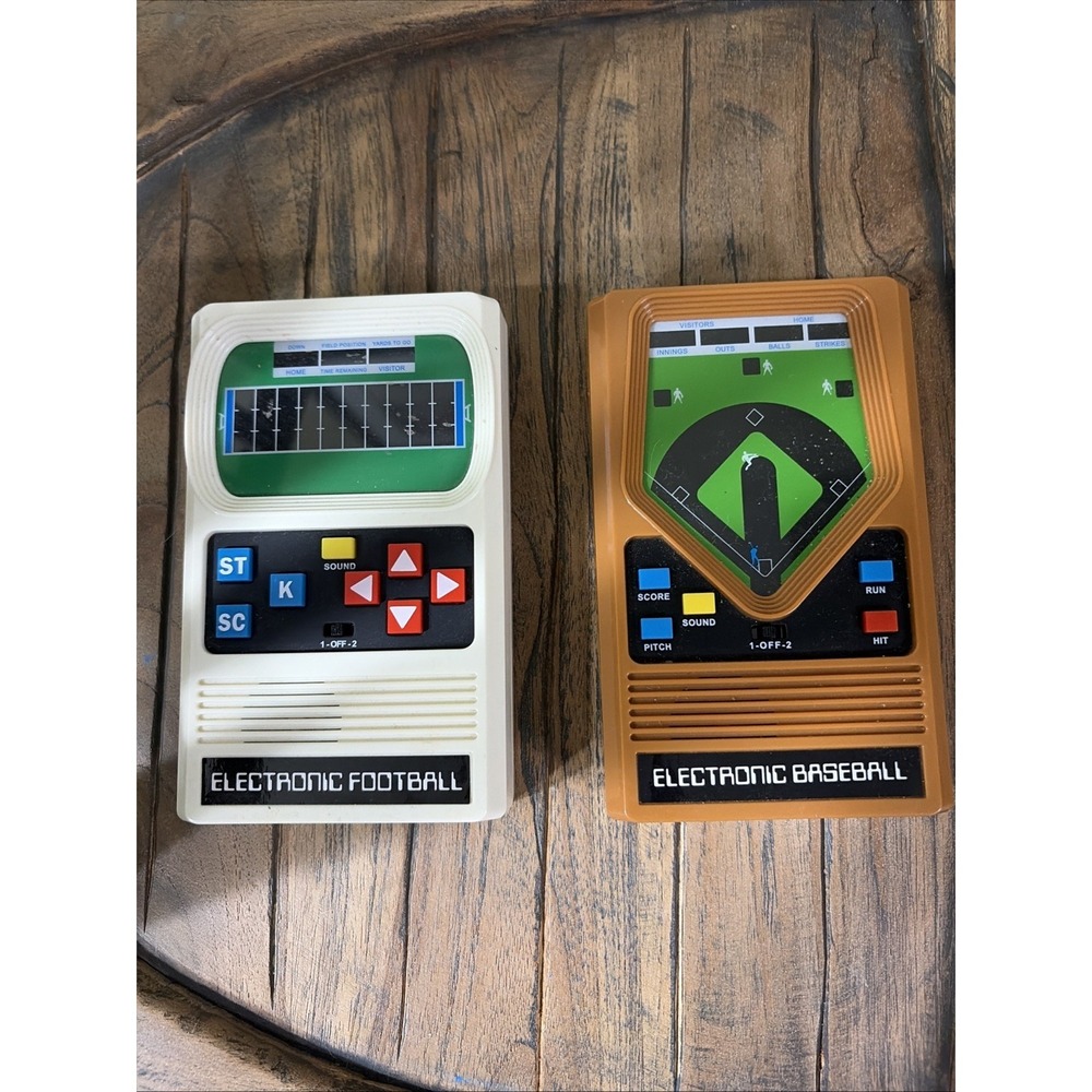 Set Of 2 Vintage Mattel Football & Baseball Handheld Electronic Games Tested 90s